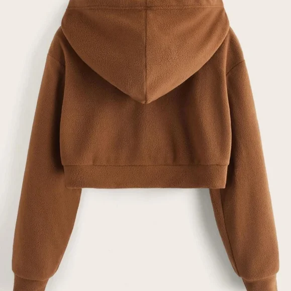 Cartoon Embroidery Crop Teddy Jacket - Picture 2 of 3